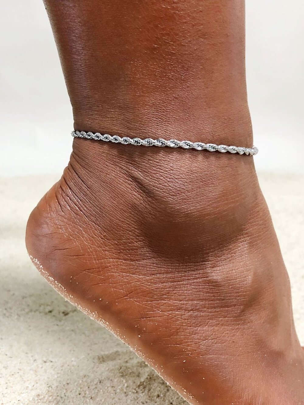 3/$35 NWT Silver Stainless Steel Rope Chain Anklet Beach Ankle Bracelet